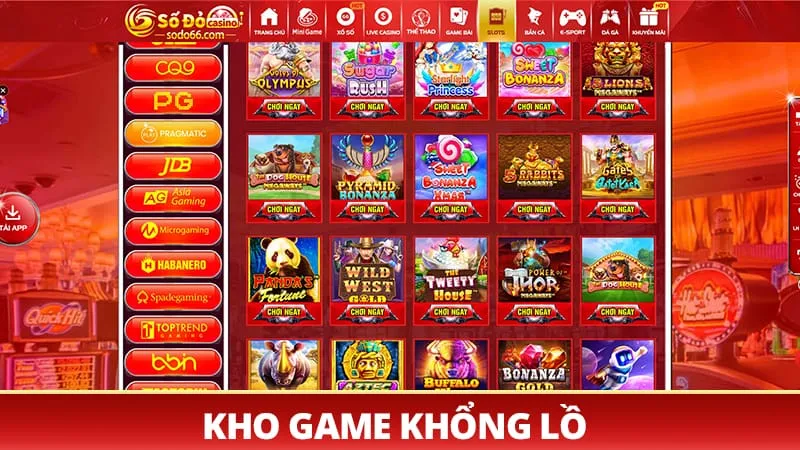 Kho game slots khổng lồ, đa dạng chủ để