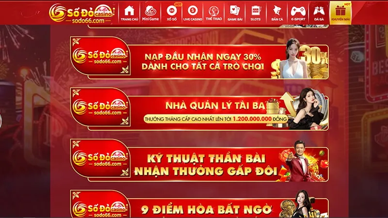 Các khuyến mãi Baccarat Sodo66